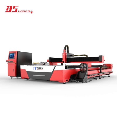 BAISHENG Plate Metal Cutting Machine Rotary Tube Fiber Laser Cutter China 1000W with 3m 6m Ipg Water Cooling Turkey Kenya Brazil